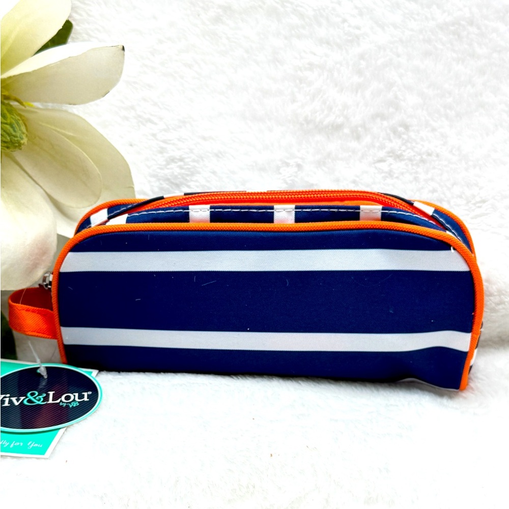 Viv&Lou Navy and Orange Striped Pouch